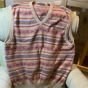 LYEL & SCOTT Scotland fair isle 100% cotton sweater vest- men’s Large